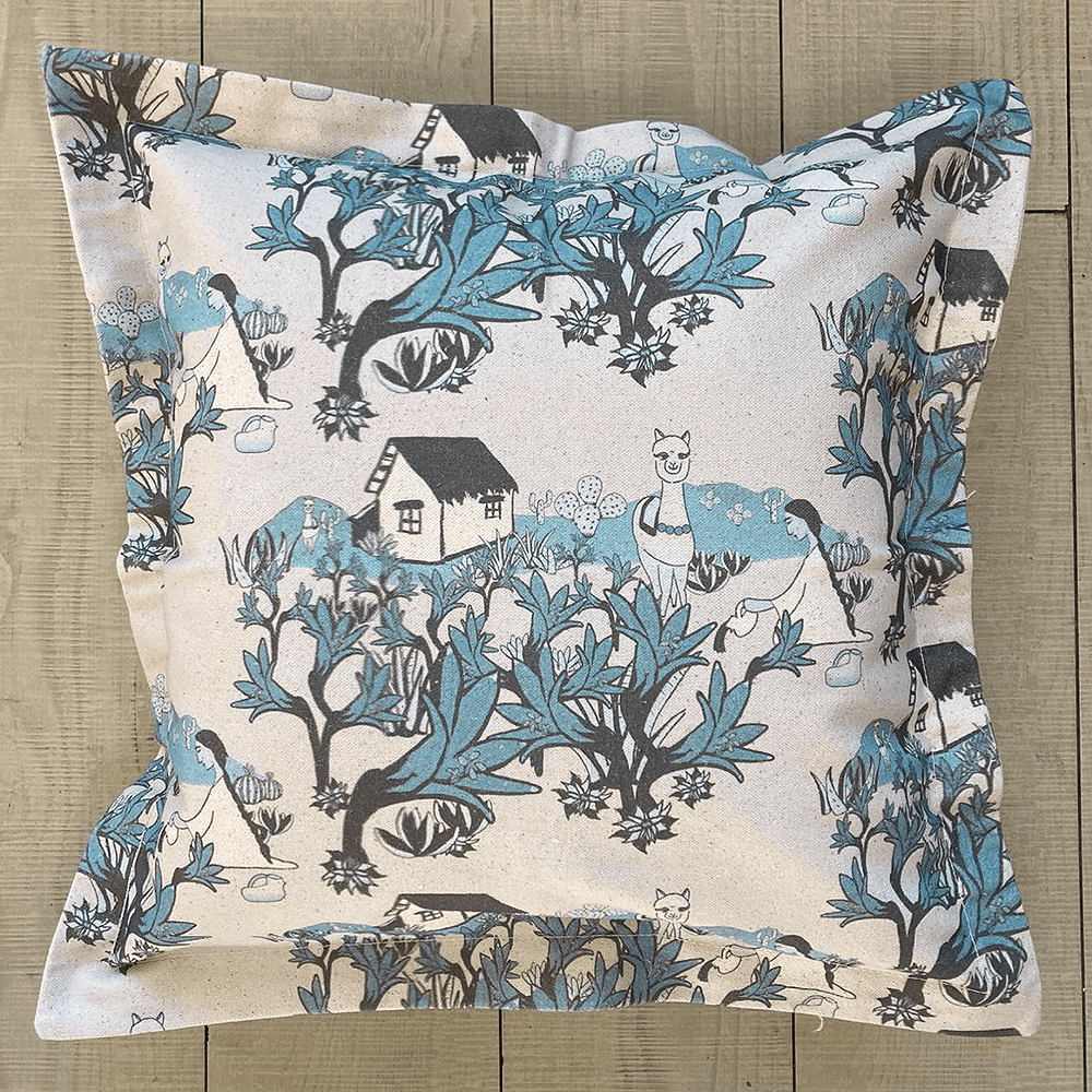 Funda de cojín Añañuca Diseño Casita Blanco Borde - Imagen 4