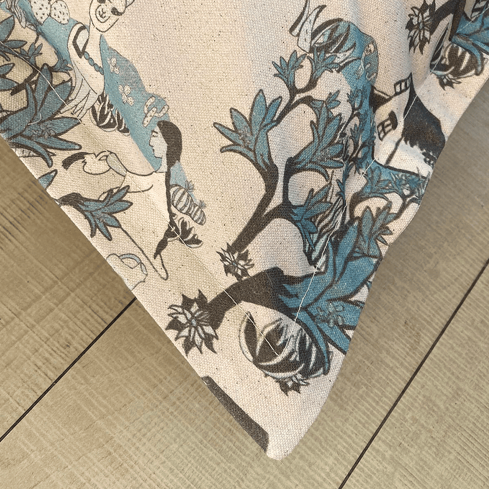 Funda de cojín Añañuca Diseño Casita Blanco Borde - Imagen 3