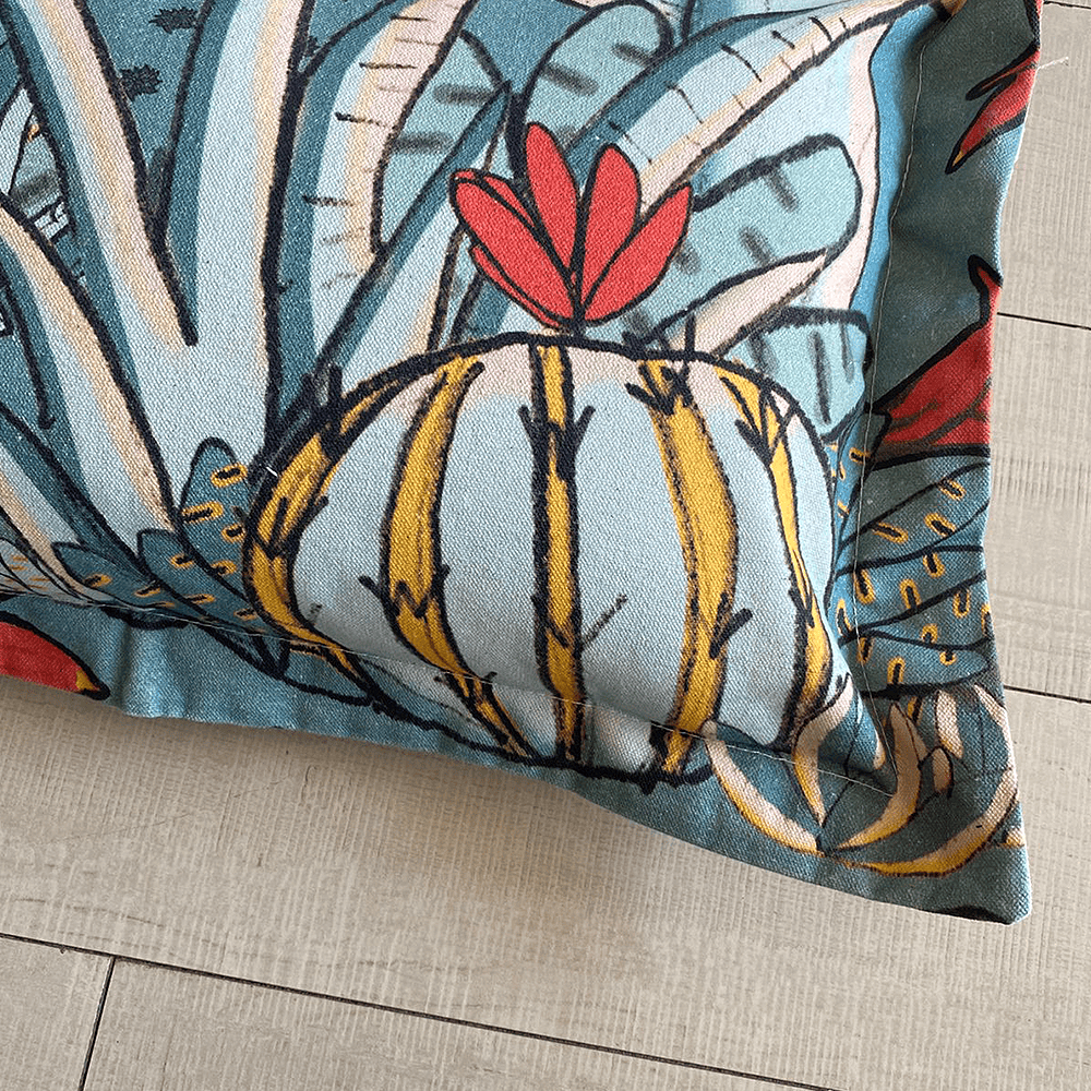 Funda de cojín Añañuca Diseño Cactus Azul Borde - Imagen 3