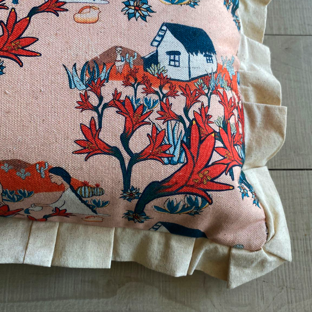 Funda de cojín Añañuca Diseño Casita Rosa Vuelos - Imagen 3