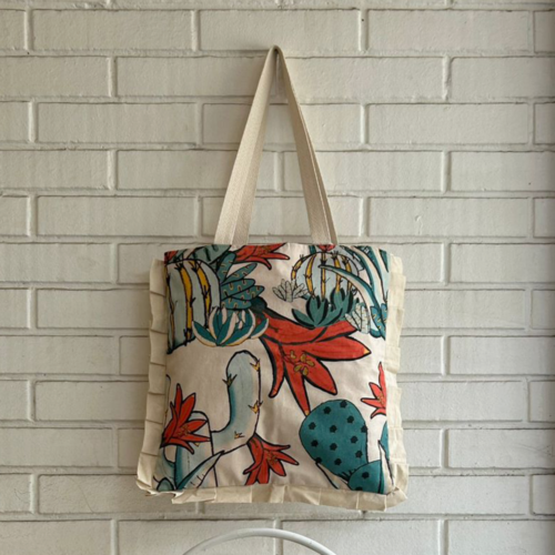 Bolso Añañuca Diseño Cactus Blanco Vuelos