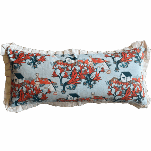 Funda de cojín Añañuca Diseño Casita Celeste Vuelos