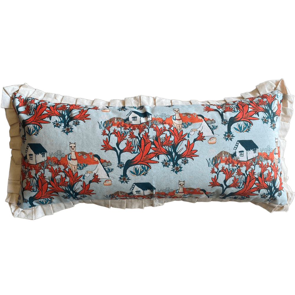 Funda de cojín Añañuca Diseño Casita Celeste Vuelos