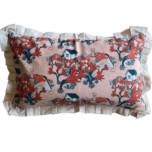 Funda de cojín Añañuca Diseño Casita Rosa Vuelos