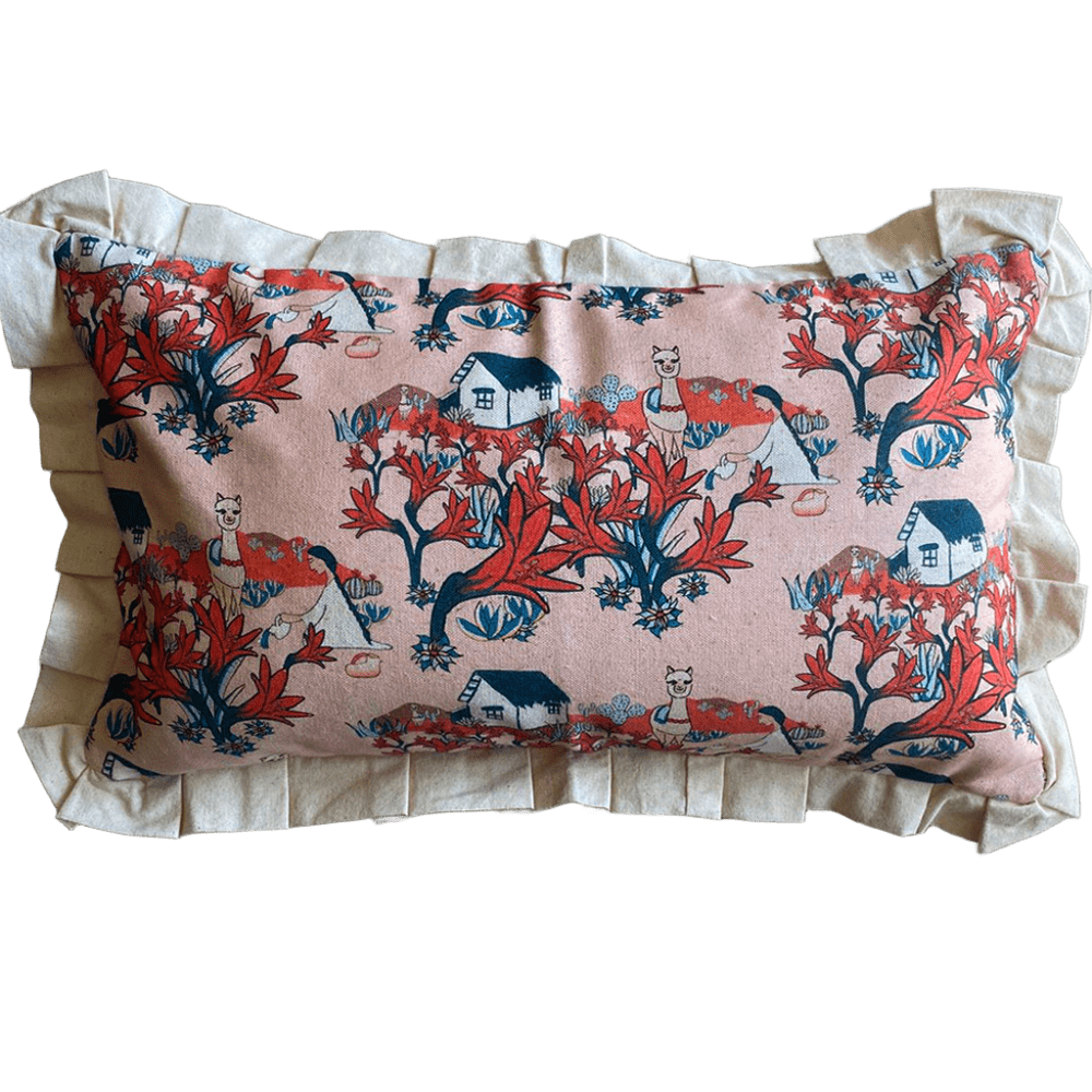 Funda de cojín Añañuca Diseño Casita Rosa Vuelos